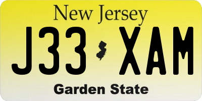 NJ license plate J33XAM