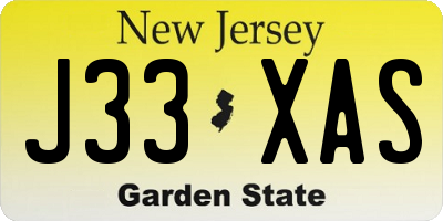 NJ license plate J33XAS