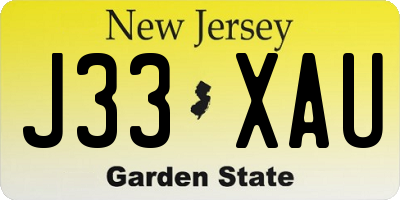 NJ license plate J33XAU