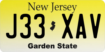 NJ license plate J33XAV
