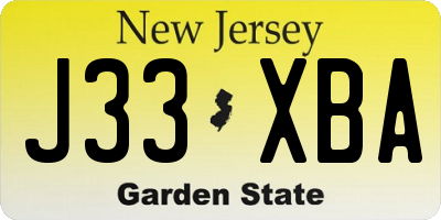 NJ license plate J33XBA