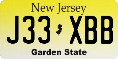NJ license plate J33XBB