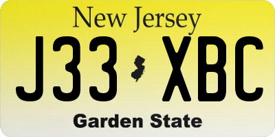 NJ license plate J33XBC