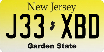 NJ license plate J33XBD
