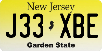 NJ license plate J33XBE