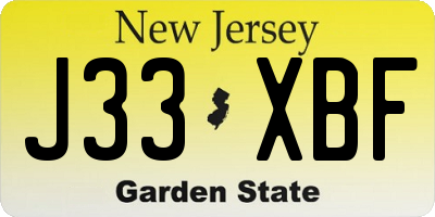 NJ license plate J33XBF