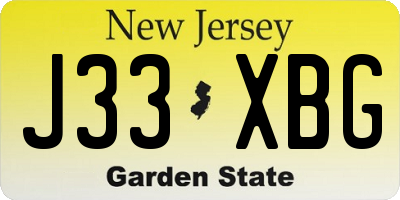 NJ license plate J33XBG