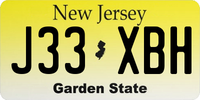 NJ license plate J33XBH