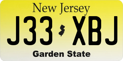 NJ license plate J33XBJ