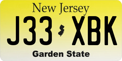 NJ license plate J33XBK