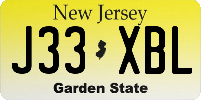NJ license plate J33XBL