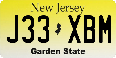 NJ license plate J33XBM