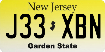 NJ license plate J33XBN