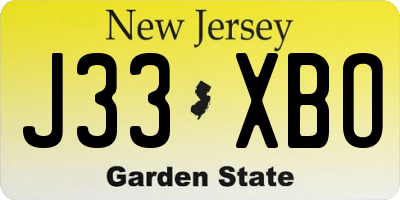 NJ license plate J33XBO