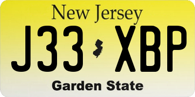 NJ license plate J33XBP