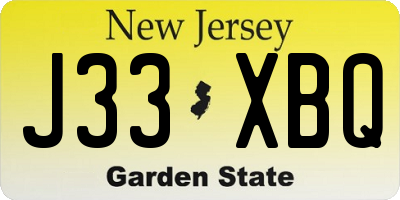 NJ license plate J33XBQ