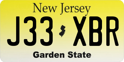 NJ license plate J33XBR