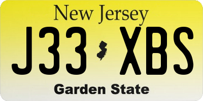 NJ license plate J33XBS