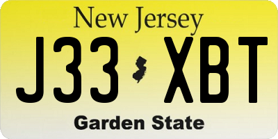 NJ license plate J33XBT