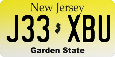 NJ license plate J33XBU
