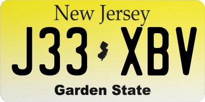 NJ license plate J33XBV