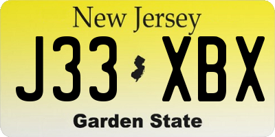 NJ license plate J33XBX