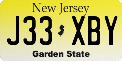 NJ license plate J33XBY