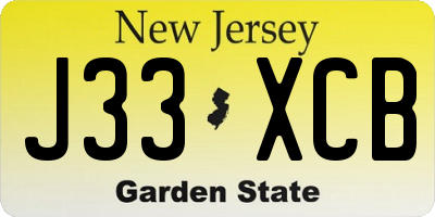 NJ license plate J33XCB