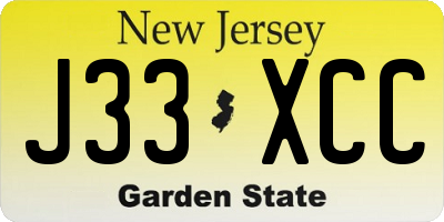 NJ license plate J33XCC