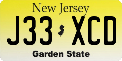 NJ license plate J33XCD