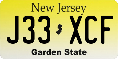 NJ license plate J33XCF
