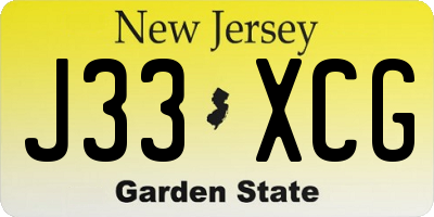 NJ license plate J33XCG