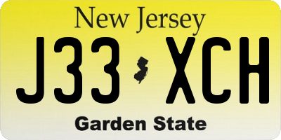 NJ license plate J33XCH