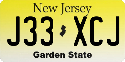 NJ license plate J33XCJ