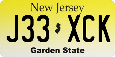 NJ license plate J33XCK
