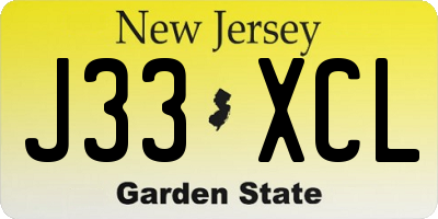 NJ license plate J33XCL