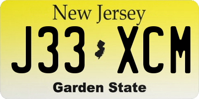 NJ license plate J33XCM