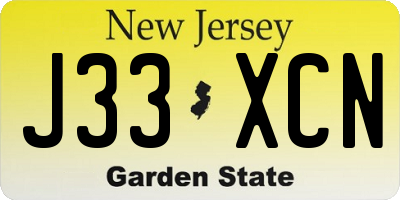 NJ license plate J33XCN