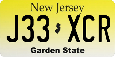 NJ license plate J33XCR