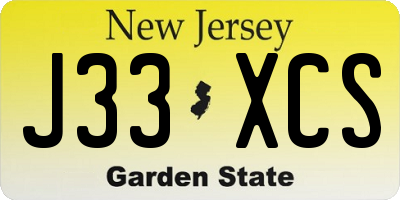NJ license plate J33XCS