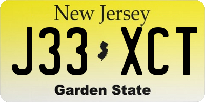 NJ license plate J33XCT