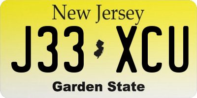 NJ license plate J33XCU