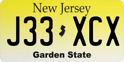 NJ license plate J33XCX