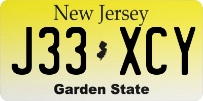 NJ license plate J33XCY