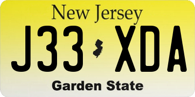 NJ license plate J33XDA