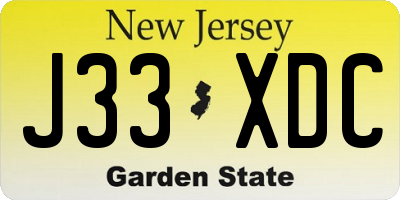 NJ license plate J33XDC