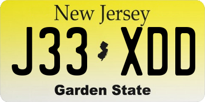 NJ license plate J33XDD