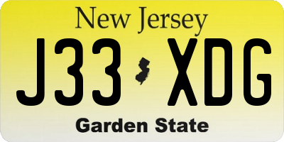 NJ license plate J33XDG