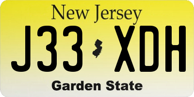 NJ license plate J33XDH