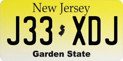NJ license plate J33XDJ